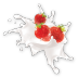 Food liquid milk red splash strawberries fruits