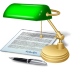 Light lamp legal writing signature document desktop