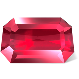 Ruby red rectangular jewel gem