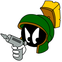 Marvin martian angry with weapon happy bootcamp gun army military