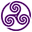 Purple wheeled triskelion