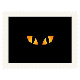 Stamp black cat eyes halloween
