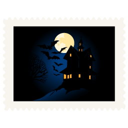 Stamp scary night halloween