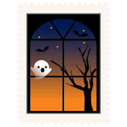 Stamp spooky window halloween