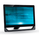 Computer blue grid monitor