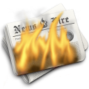 Hot flames newspaper burn